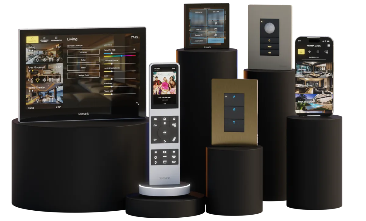 Linha de produtos Scenario: Touch Wall, Remote, keypads, sensor e app Embrace